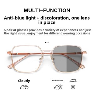 Nuovi <span class=keywords><strong>Occhiali</strong></span> Fotocromatici Quadrati 2026 per Donne, Anti Luce Blu, Montatura Rosa Trasparente, Lenti <span class=keywords><strong>Trasparenti</strong></span> che Cambiano Colore - Product Image 4