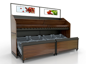 <span class=keywords><strong>Estantes</strong></span> de exhibición de <span class=keywords><strong>PVC</strong></span> para verduras y frutas, calidad alimentaria, <span class=keywords><strong>con</strong></span> decoración de madera y cajón - Product Image 2