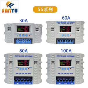 Contrôleur de charge solaire PWM 12V 24V 36V 48V Auto avec 4 ports USB, courant de charge 100A 80A 60A 30A - Product Image 1