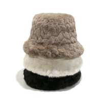 Chapeau Bob en Fausse Fourrure de Vison à Texture Diamantée Couleur Unie, Chapeau de Pêcheur Doux et Chaud pour Femme, Coupe-Vent d'Extérieur pour l'Hiver