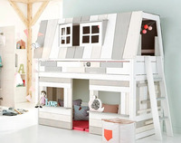 Lit superposé pour enfants Mobilier de chambre à coucher en bois massif Lits superposés doubles avec escalier Lit cabane dans les arbres pour enfants