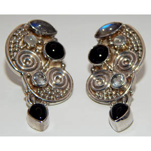 Orecchini gioiello in argento Sterling 925 e pietre preziose pesanti - Product Image 1