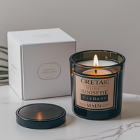 Vente en gros de pots à bougies design uniques en verre ambré vides de 8oz, 10oz, 12oz avec couvercles et boîtes