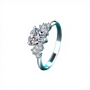 Etelleza Romantic Heart Shaped Moissanite Wedding Engagement <b>Ring</b> for Women Rhodium Plated Prong <b>Set</b> 925 Sterling <b>Silver</b> Fine - Product Image 3