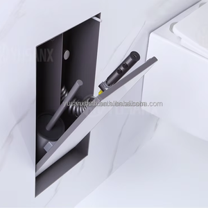 Moderne carrelage en acier inoxydable niche salle de bain toilette accessoires acier caché encastré bidet pulvérisateur toilette brosse chasse d'eau facile - Product Image 2