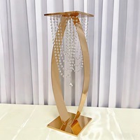 Support floral de table de concert de mariage en fil métallique doré, style luxe moderne, de haute qualité et durable