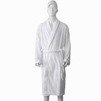 Peignoir en coton éponge de qualité supérieure, col châle, blanc, confortable et durable, idéal pour les vacances et après la bain, style enveloppant pour femme, vente en gros