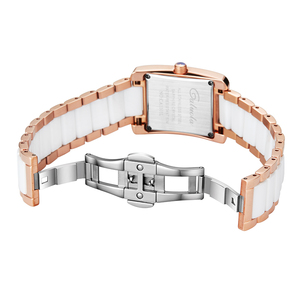 Orologio da Donna Caluola al Quarzo ODM/OEM, Cinturino in Acciaio Inox e Ceramica 18mm, Vetro Zaffiro, Design Semplice Quadrato - Product Image 4