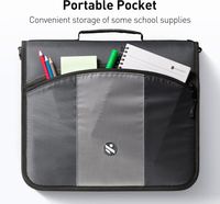 Classeur portable multi-poches Case-it Factory avec fermeture éclair, capacité de 600 feuilles, organiseur scolaire multi-poches