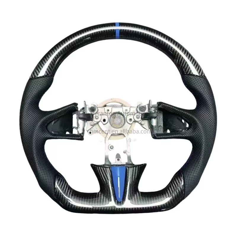 Leather+carbon fiber+black stitching+6 dots of blue