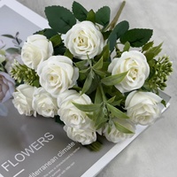 Bouquet de roses artificielles modernes en plastique réaliste, fleurs artificielles scintillantes en cristal, faites à la main, respectueuses de l'environnement, pour mariage