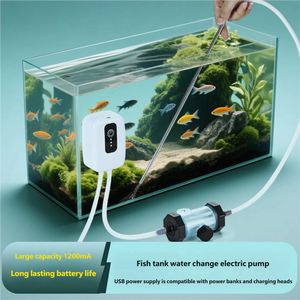Superieure hoogwaardige oplaadbare elektrische aquariumgrindstofzuiger met grote capaciteit, multifunctionele waterwisselpomp en groot filter - Product Image 2