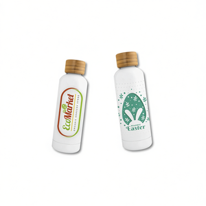 Bottiglia in Bambù EcoMarket 500 Ml, Tumbler in Acciaio Inossidabile con Tappo in Legno, Design Pasquale - Product Image 2