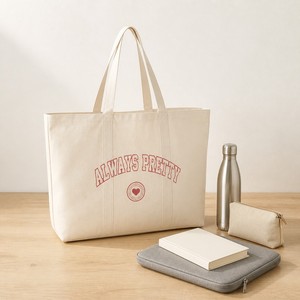 Sac fourre-tout en toile robuste avec poche avant et poche intérieure, grande capacité, sac de shopping réutilisable en coton pour femmes, plage - Product Image 3