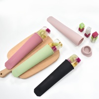 Moules à glaces en silicone réutilisables, fabricants de bâtonnets de glace portables pour enfants, moules à glaces avec couvercle intégré pour bâtonnets de crème glacée DIY