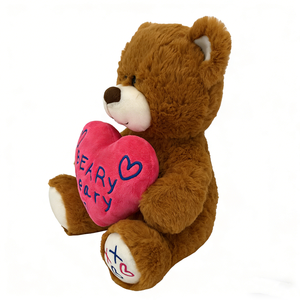 Customized Brown teddy <b>bear</b> with pink heart pillow, <b>Cute</b> teddy <b>bear</b> plush toy - Product Image 1