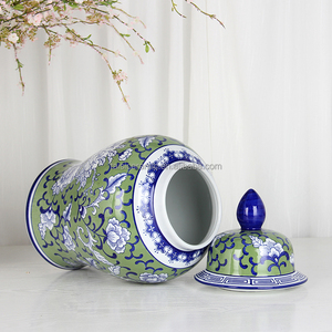 J257 vaso di porcellana cinese <span class=keywords><strong>antico</strong></span> <span class=keywords><strong>classico</strong></span> decorazione vaso di fiori blu vaso di zenzero verde in ceramica per la decorazione domestica - Product Image 6