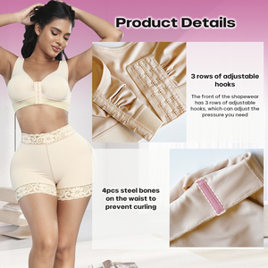 Ensemble deux pièces gainant : <span class=keywords><strong>short</strong></span> et soutien-gorge invisibles, Fajas Colombianas Moldeadora, <span class=keywords><strong>gaine</strong></span> amincissante, post-opératoire, vêtement de compression - Product Image 4