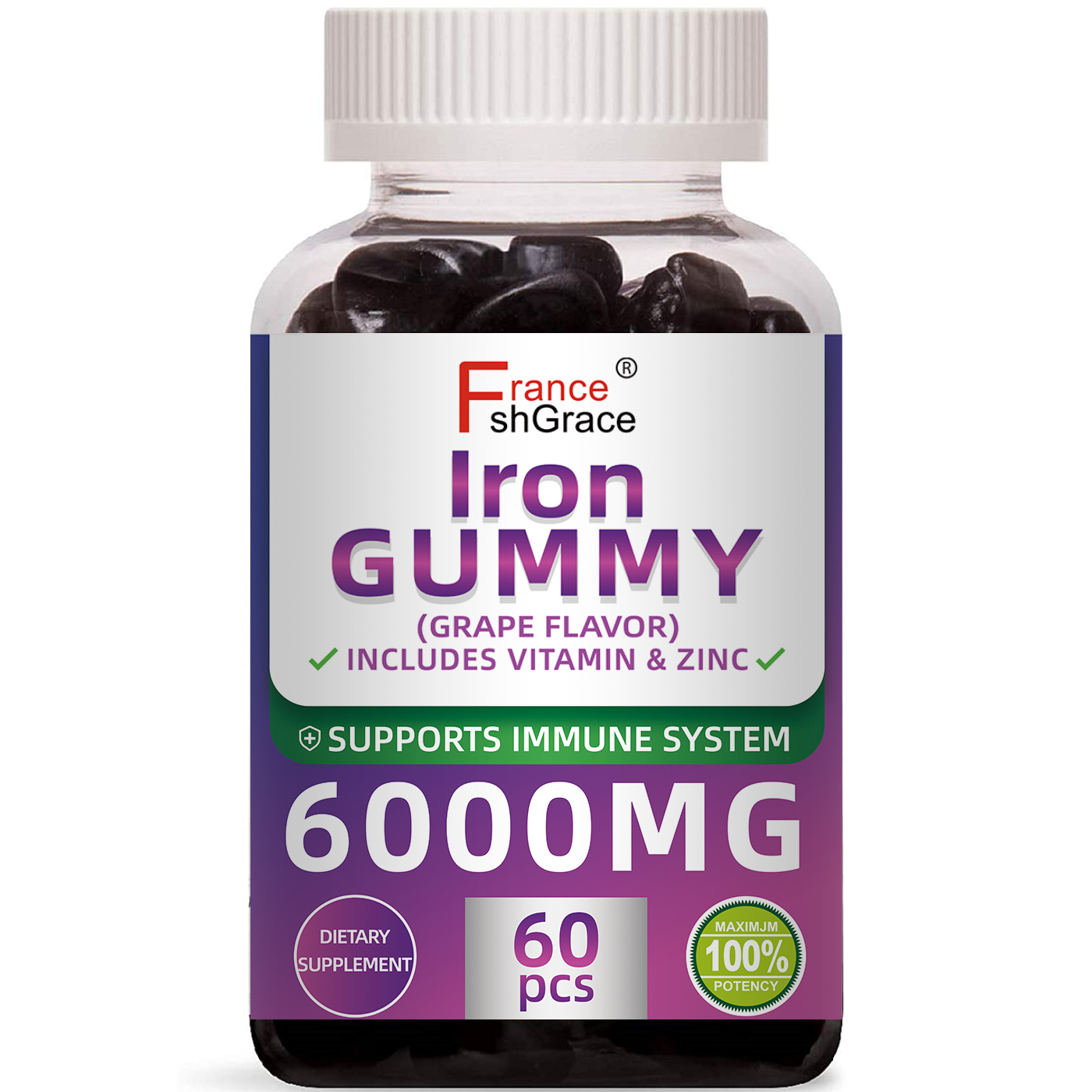 Продукты для здоровья на травах, пищевая добавка с памятью сна, иммунитет против усталости, виноградный аромат, витамин, железные жевательные резинки из цинка