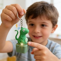 Porte-clés jouet lézard réaliste personnalisé avec lumière, écologique, léger, pendentif pour sac pour enfants