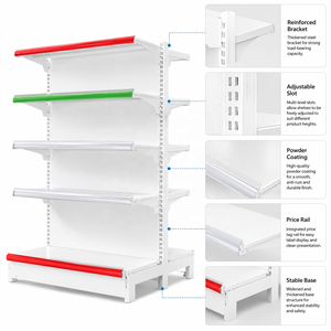 <span class=keywords><strong>Scaffale</strong></span> Gondola per Supermercato a Doppia Facciata, Espositore Leggero in Metallo per Negozi di Alimentari e Retail - Product Image 4