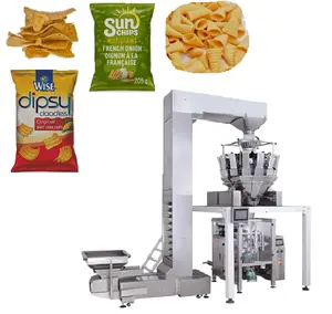 Automatic vertical vffs plantain crisps grain potato chip fast snack pouch bag sealing weigh packing machine for chip