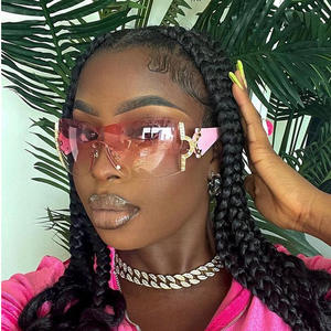 81034/Europe états-unis femmes Y2K chaud nouveau grand cadre <span class=keywords><strong>lunettes</strong></span> de soleil rouge sans monture diamant millénaire <span class=keywords><strong>lunettes</strong></span> <span class=keywords><strong>en</strong></span> <span class=keywords><strong>ligne</strong></span> croix - Product Image 2