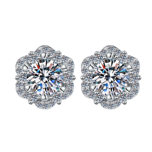 Precios de Fábrica, Joyería Fina, Pendientes de Plata de Ley S925 con Diamante Sintético Moissanite de 0.5Ct, Corte Brillante, Chapado en Rodio - Product Image 1
