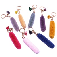 Porte-clés en peluche pour voiture, doux, écologique, durable, mignon, avec pompon en fourrure en forme de queue de loup, breloque pour sac à main, cadeaux