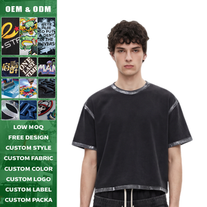 Camiseta de Manga Corta para Hombre, Estilo Vintage, Corte Cuadrado, Tejido Grueso de 285g, con Efecto Desgastado y Salpicaduras de Pintura - Product Image 4