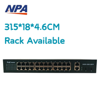 Commutateur PoE Anpa OEM/ODM, 26 ports, 10/100/1000 Mbps, non géré, Gigabit, montage en rack, CCTV, 30424, QoS, empilable, capacité 56 Gbps, IA