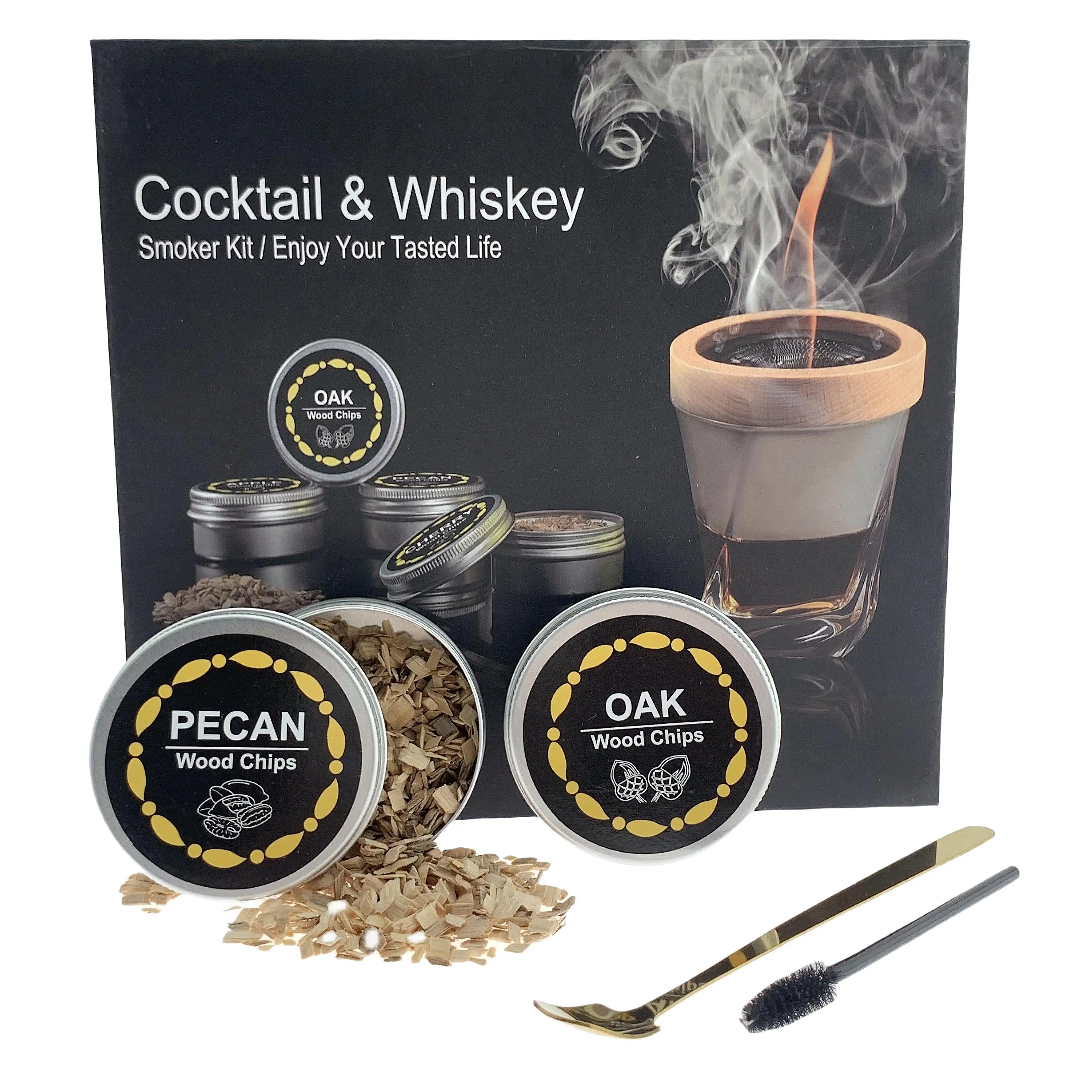 Unique Gifts Old Fashioned Cocktails Bar Set Drink Smoker Kit With Torch Custom Whiskey Drink Smoker Infuser Kit for Men