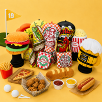 Housse de tête de club de golf personnalisée sur le thème de la nourriture, pour driver, bois et putter, avec motifs de burger, pizza, hot-dog, pop-corn et bière