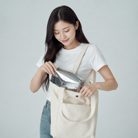 Organisateur de maquillage étanche en cuir PU avec logo personnalisé pochette à fermeture éclair sac cosmétique de voyage en argent de luxe