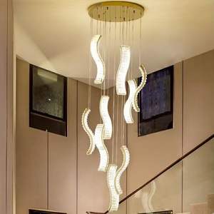 Recién llegados, candelabro de escalera ajustable, hotel, escaleras largas, línea colgante de cristal, luz colgante para Villa - Product Image 4