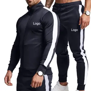 Chaqueta de entrenamiento sublimada para hombre, Conjunto de camiseta ajustada lisa, chándales negros y blancos, novedad