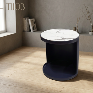 Modern <b>Round</b> Coffee <b>Table</b> Marble Look Top Black <b>Side</b> End <b>Table</b> Decorative Living Room Furniture - Product Image 3
