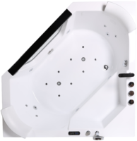 Baignoire autoportante de luxe blanche pour 2 personnes avec jets de massage à bulles d'air, bain à remous chaud en acrylique et oreillers de baignoire