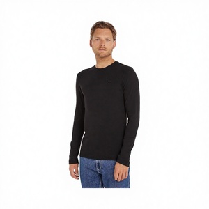 T-shirt à manches longues pour homme en jean, 100 % coton original 240 g, uni, anti-plis, respirant, décontracté - Product Image 3