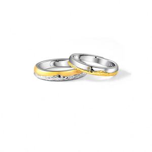 Anillo de Pareja Plateado con Diseño Romántico de Montaña al Atardecer, Anillo de Dedo de Boda con Zirconia y Diamantes para Mujer y Hombre - Product Image 5