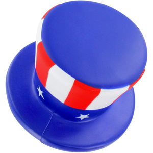 Populaire aux États-Unis : Balle anti-stress en PU en forme de chapeau de l'Uncle Sam bleu et blanc, Fournisseur - Product Image 3