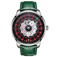 Montre à quartz Lucky Poker - Jeu de la roulette russe - Dieu des joueurs - Montre-bracelet de luxe étanche en acier inoxydable