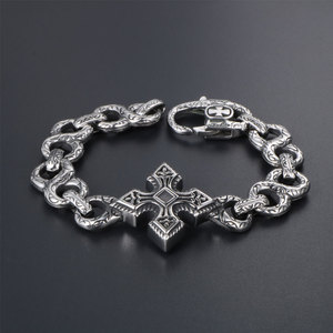 Pulsera de Acero de Titanio con Diseño de Ocho y Cruz, Estilo Punk Europeo, Joyería de Moda para Hombre CE147 - Product Image 2
