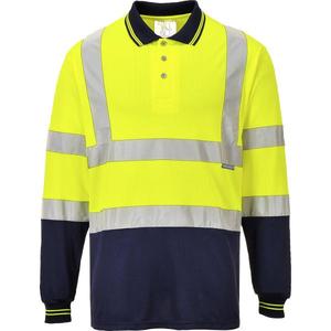 PORTWEST - S279YNRM Polo bicolore manches longues jaune/bleu marine-EAN 5036108250653 HI-VIS WORKWEAR - Product Image 1