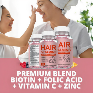 Gummies vitaminées <span class=keywords><strong>pour</strong></span> cheveux épais, <span class=keywords><strong>ongles</strong></span> forts, peau saine – Mélange de <span class=keywords><strong>biotine</strong></span> et de collagène végétalien – Complément <span class=keywords><strong>pour</strong></span> femmes – 60 oursons gommeux - Product Image 5