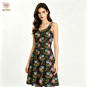<span class=keywords><strong>Vestido</strong></span> sin mangas con estampado floral personalizado Meiyang, <span class=keywords><strong>vestido</strong></span> de verano, <span class=keywords><strong>vestido</strong></span> acampanado de línea A, <span class=keywords><strong>vestido</strong></span> tipo pinafore, ropa de mujer - Product Image 4
