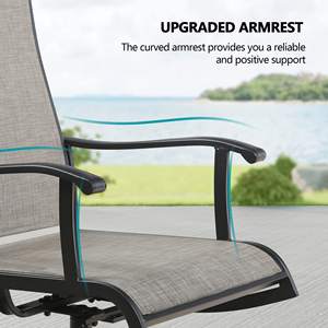 Sillones de comedor con <span class=keywords><strong>balancín</strong></span> giratorio para patio moderno de metal para exteriores con respaldo alto de tela de malla transpirable para uso en sala de estar y parque - Product Image 3