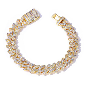 Pulsera de Cadena Cubana Hip Hop de 10mm con Zirconia Mixta en Forma de T y Rombo para Hombre, Joyería Tanjing - Product Image 5