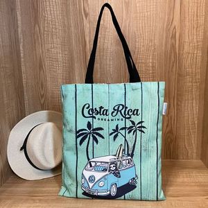 Sac fourre-tout en toile de coton écologique de taille moyenne, réutilisable avec fermeture à glissière pour la plage - Product Image 1