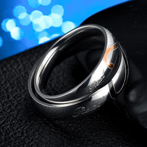 5-خواتم وعد بنصف قلب من المينا السوداء من الفولاذ المقاوم للصدأ لا تتلاشى ضد الماء - Product Image 4